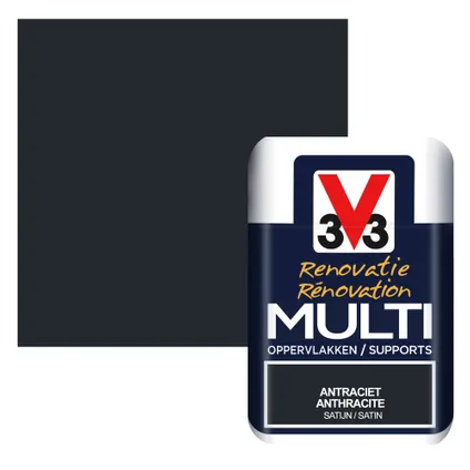 Testeur de peinture multi-supports V33 Rénovation anthracite satinée 75ml 2