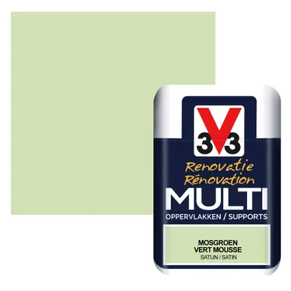 Testeur de peinture multi-supports V33 Rénovation vert mousse satinée 75ml 2
