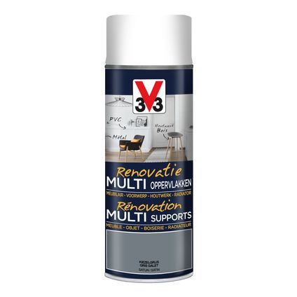 Peinture en spray V33 Rénovation Multi-supports gris galet satiné 400ml
