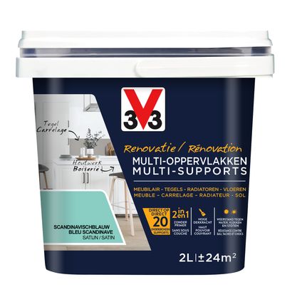 Peinture V33 Multi-supports rénovation bleu scandinave satiné 2L