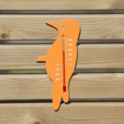 Nature Buitenthermometer - oranje - specht - 15cm - tuin thermometer 2