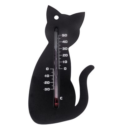 Muurthermometer kat zwart