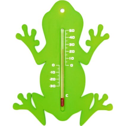 Nature Buitenthermometer - groen - kikker - 15cm - buiten thermom