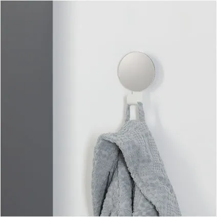 Crochet + miroir Sealskin Brix blanc mat métal 4