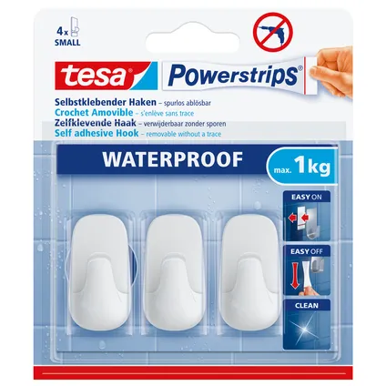 tesa Powerstrips® Waterproof haken S kunststof wit