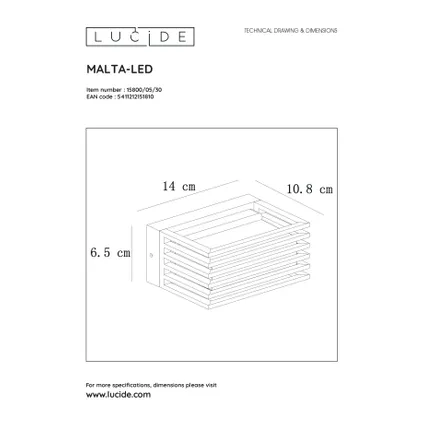 Applique extérieure Lucide Malta-LED noir 5,4W 7
