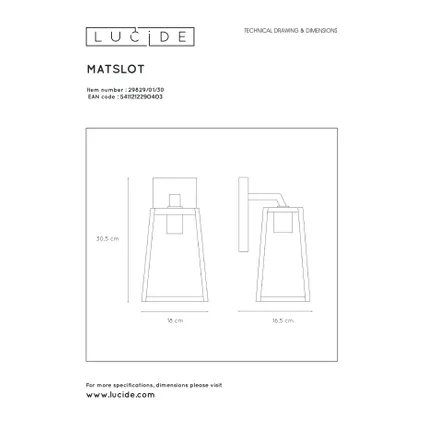 Lucide wandlamp Matslot zwart groot E27 7