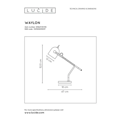 Lucide bureaulamp Waylon zwart E27 25W 8