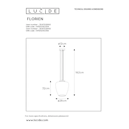 Lucide hanglamp Florien gerookt ⌀28cm E27 6