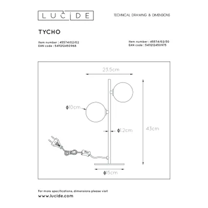 Lamp de table Lucide Tycho or mat 2xG9 5