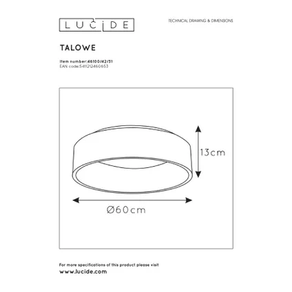 Lucide plafondlamp Talowe wit ⌀60cm 42W 6
