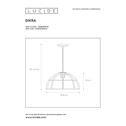 Suspension Lucide Dikra noir ⌀40cm E27 8