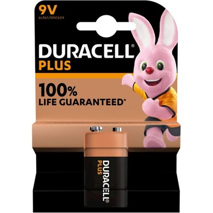 Duracell Plus alkaline 100% 9v 6lr61 per stuk