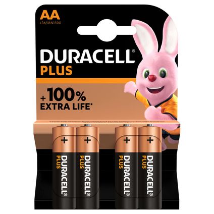 Duracell batterij alkaline plus AA 4X