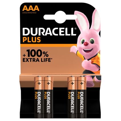 Duracell batterij alkaline plus AAA 4X