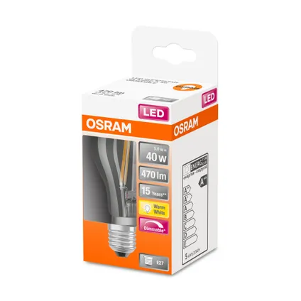 Osram ledlamp Retrofit Classic A dimbaar warm wit E27 4,8W 3