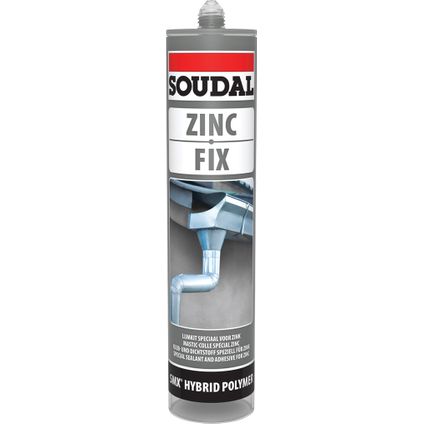 Mastic colle Soudal Zinc Fix 290ml