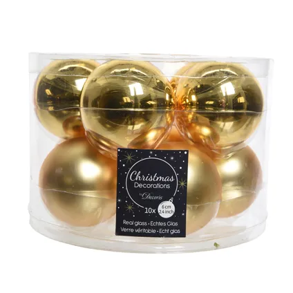 Decoris kerstballen goud mat/glanzend glas Ø6cm - 10 stuks