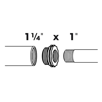 Embout de réduction mâle filetage extérieur Ø32 (1¼") x Ø25 (1")mm  3