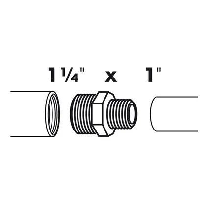 Ubbink verloopnippel uitwendig schroefdraad Ø32 (1¼") x Ø25 (1")mm 2