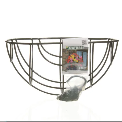Hanging basket, metaaldraad groen geëpoxeerd, met ketting - H20 x Ø40 cm 4
