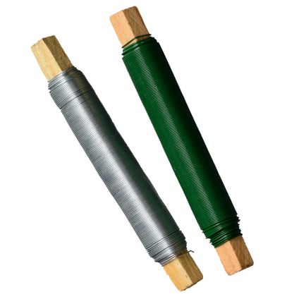 Bobine de fil de fer (zingué et coloré vert) - Ø0,7 mm x 40 m - 2 x