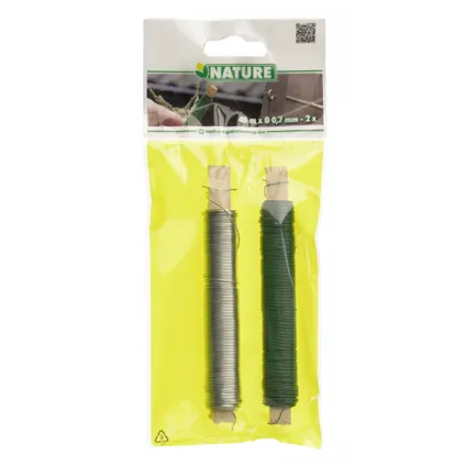 Bobine de fil de fer (zingué et coloré vert) - Ø0,7 mm x 40 m - 2 x 2