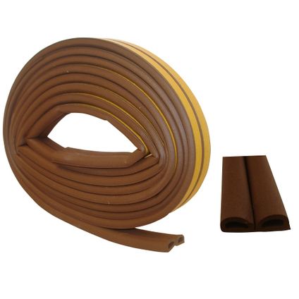 Confortex Tochtband D-profiel - EPDM-Rubber - Bruin - Zelfklevend - Deuren en Ramen - Kieren 2-4,5mm - 6m