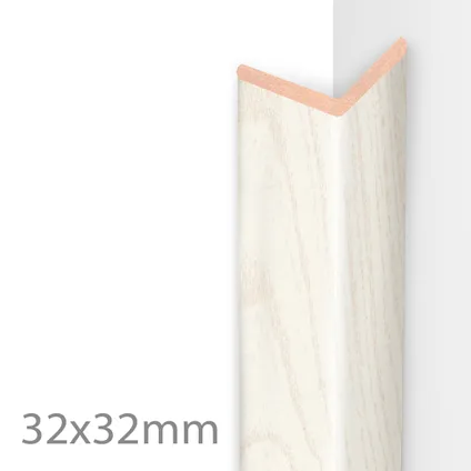 Moulure d'angle HDM - MDF - Blanc Structure - 32x32 mm - Longueur 260cm