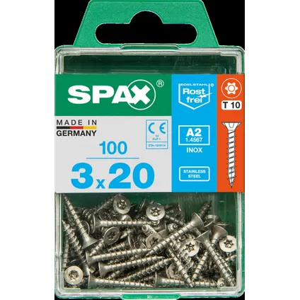 Vis universelle Spax T-Star+ A2 inox 20x3mm 100 pièces