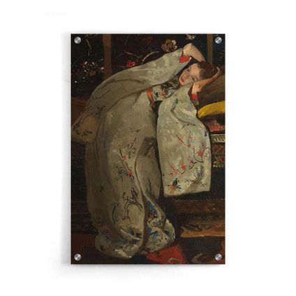 Walljar - Plexiglas / 120 x 180 cm- Breitner - Meisje in witte