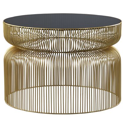 WOMO-Design salontafel metaal en glas Ø 70x48 cm goud/zwart