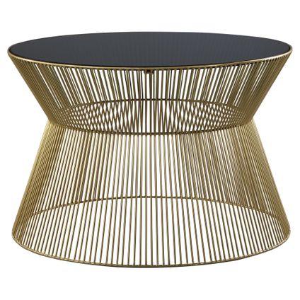 WOMO-Design salontafel metaal en glas 72x48 cm goud/zwart