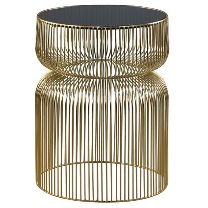 WOMO-Design bijzettafel metaal en glas Ø 46x60 cm goud/zwart