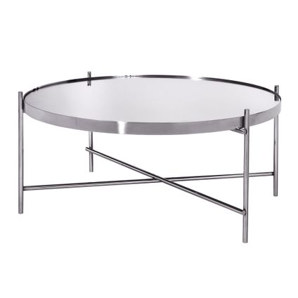 WOMO-Design salontafel metaal en glas, Ø 75x35 cm, zilver