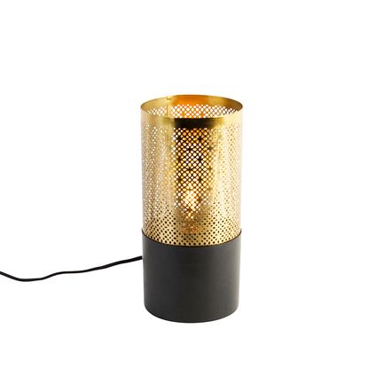 QAZQA industriële tafellamp zwart met goud - raspi
