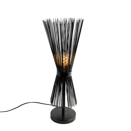 QAZQA landelijke tafellamp zwart - broom