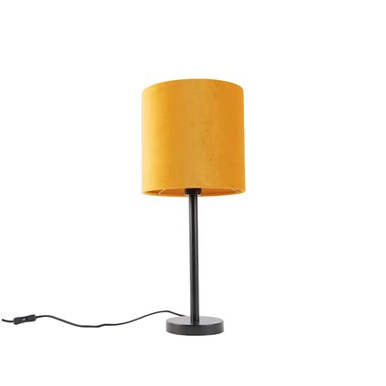QAZQA art deco tafellamp zwart met gele kap 25 cm - simplo