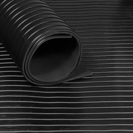 Zijdelings Mordrin Geschiktheid Rubber loper / rubbermat op rol streep 3mm - Breedte 100 cm