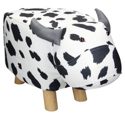 WOMO-Design dierenkrukje koe wit/zwart, 64x31x37 cm