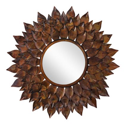 WOMO-Design decoratieve wandspiegel bruin, Ø 74 cm