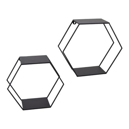LOFT42 Hexagon Set van 2 Wandboxen Zeshoek - Zwart - 41x36x15