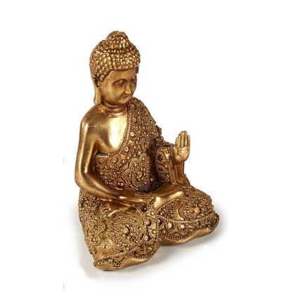 Arte r Boeddha beeld - rust - polyresin - goud - 18 cm - binnen