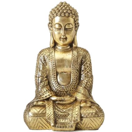 Deco by Boltze Boeddha beeld - goudkleurig - polystone - 70 cm