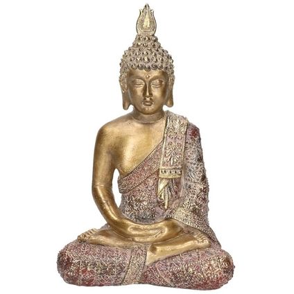 Boeddha beeld - goudkleurig - zittend - polystone - 20 cm