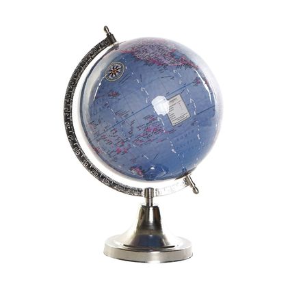 Items Wereldbol - blauw - 20 x 32 cm - aluminium voet