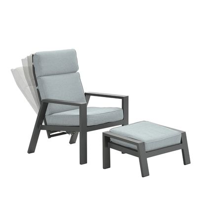 Garden Impressions Lora verstelbare stoel + voetenbank-mint grijs
