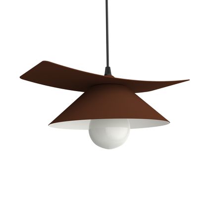 MILLER Hanglamp, 1X E27, metaal, bruin corten/wit, D.25cm