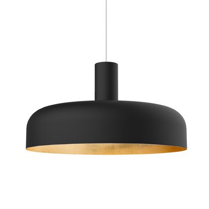NADIR Hanglamp, 1X E27, metaal, zwart mat/gouden blad, D.40cm