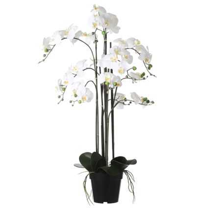 Mica Decorations Orchidee bloem kunstplant - wit - H97 x B19 cm